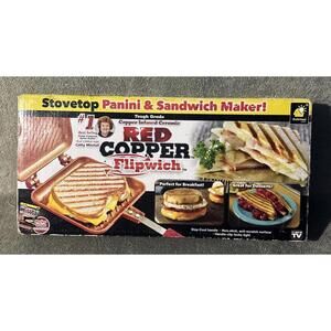 Red Copper Flipwich Stovetop Panini & Sandwich Maker New InBox Non Stick Ceramic